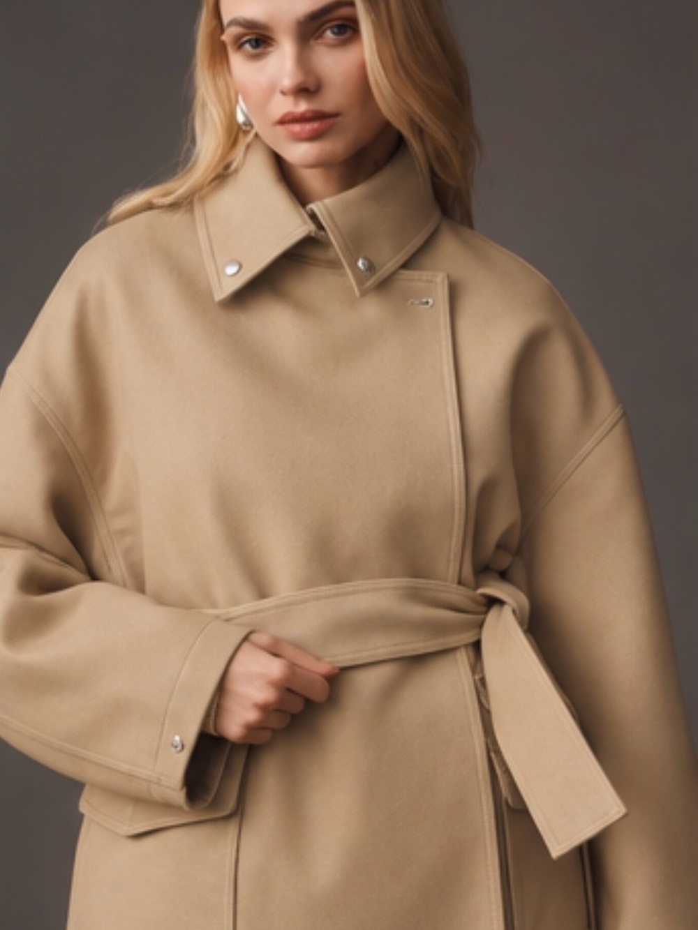 rag & bone Sand Beige Oversized Belted Utility Jacket XS - Picture 3 of 6